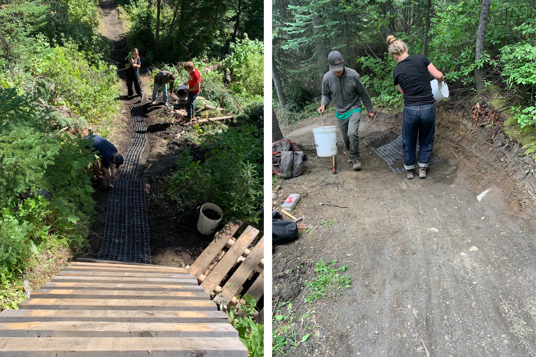 Biek trails being constructed in the forest