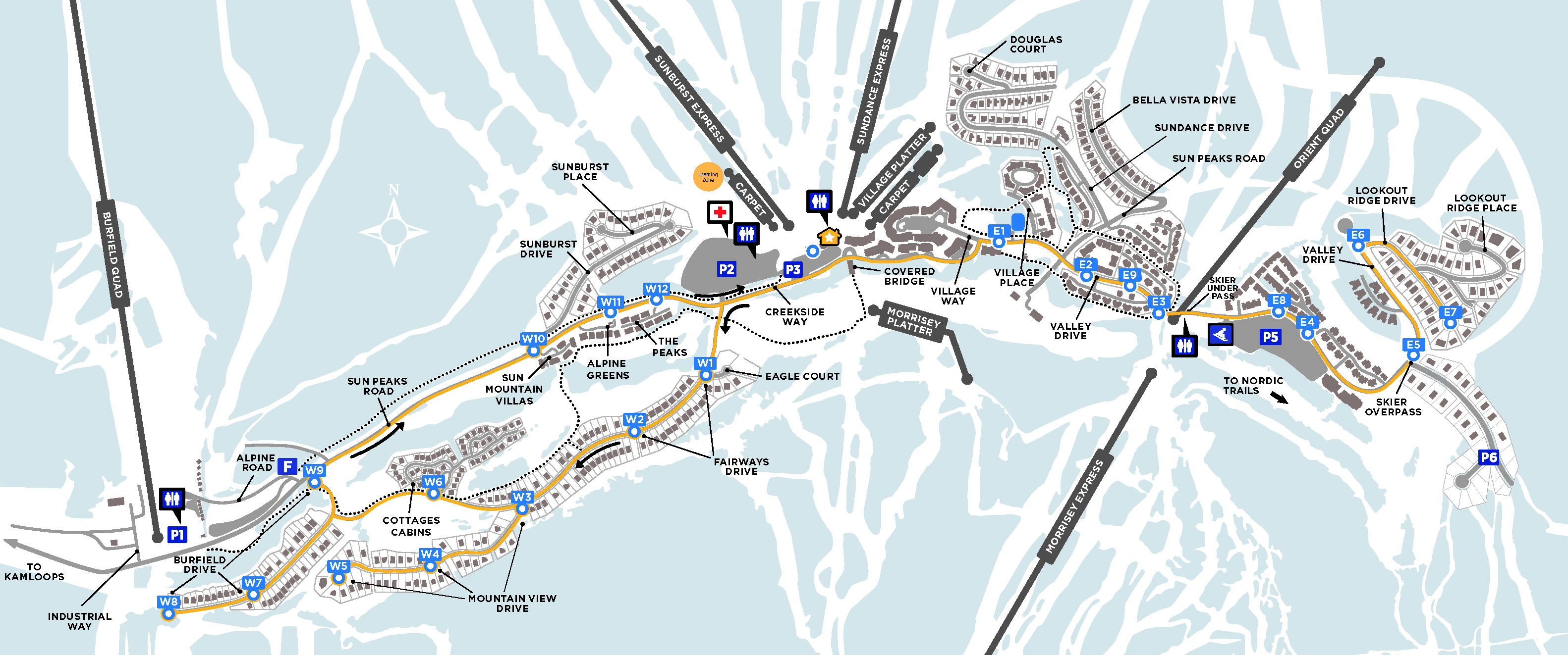 Sun Peaks Resort In-Resort Shuttle Map 2025-26