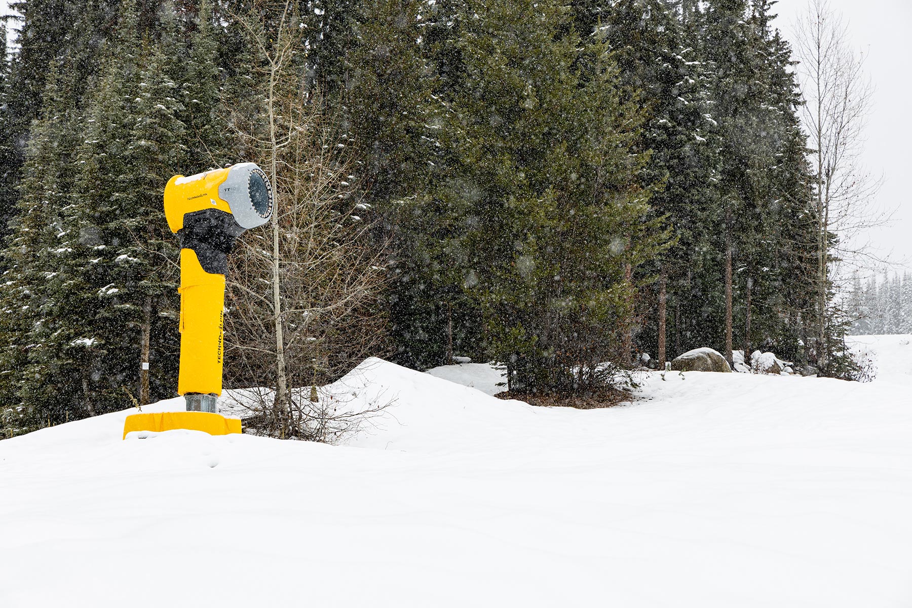 Tower mounted snow gun