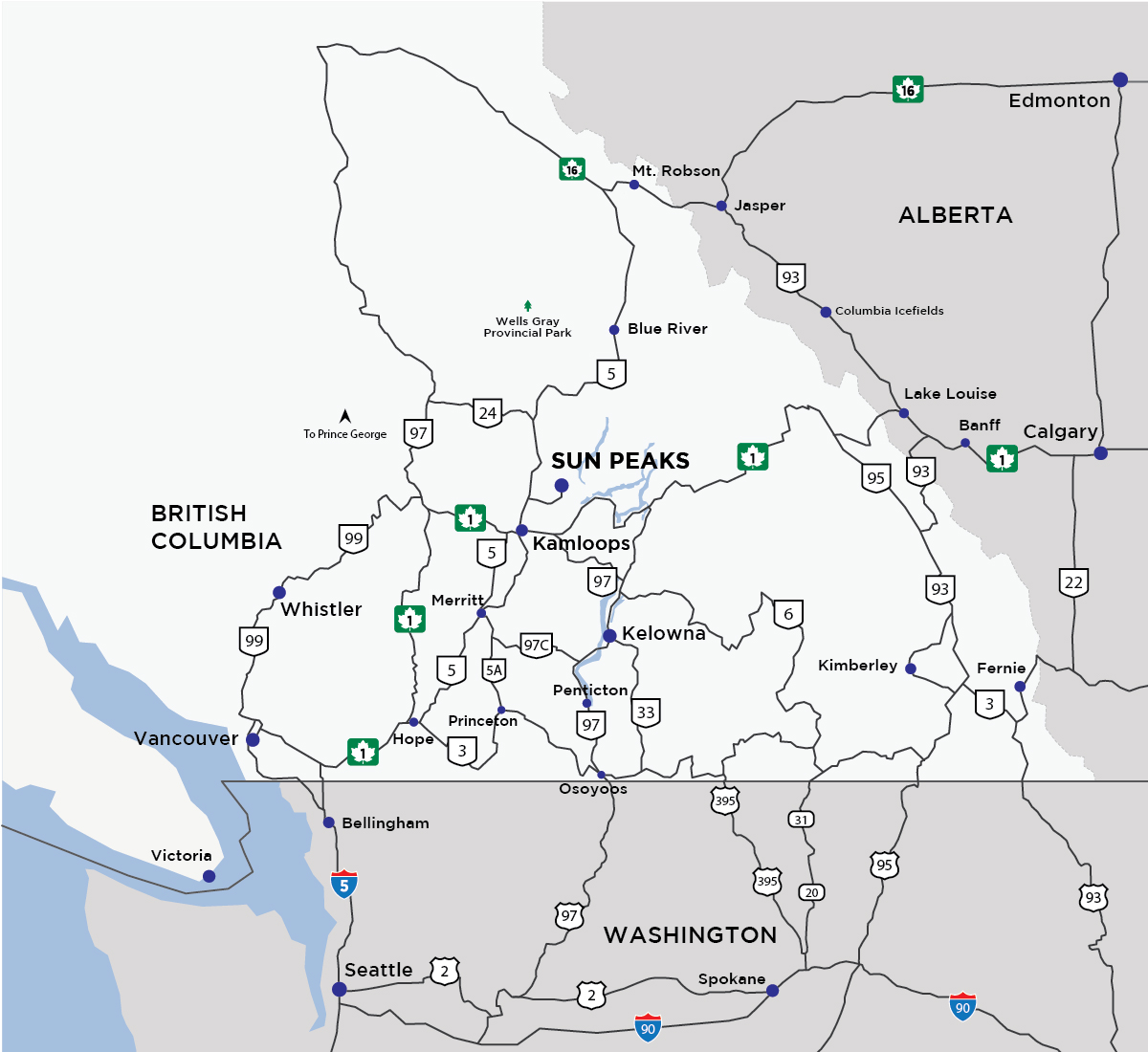 Blue River Bc Map Driving To Sun Peaks | Sun Peaks Resort