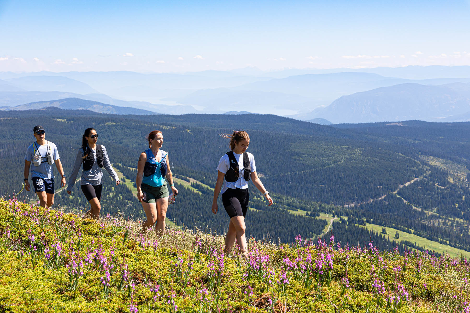 runners in wildflowers