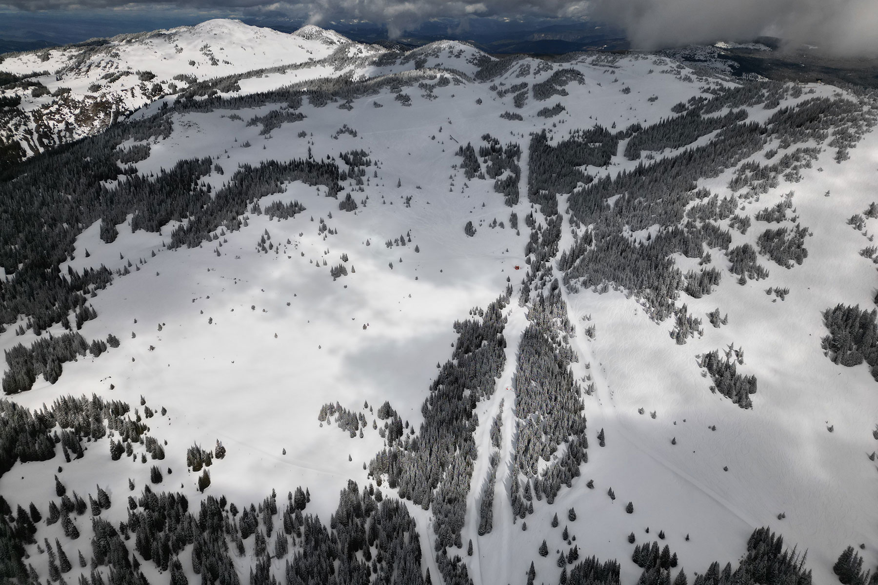 Aerial view of the West Bowl zone taken March 2024.